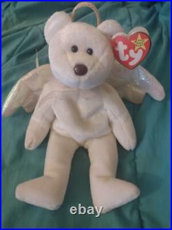 Ty RARE Beanie Baby Halo the Angel Bear Vintage (ERRORS/RARE BROWN NOSE)