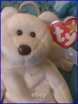 Ty RARE Beanie Baby Halo the Angel Bear Vintage (ERRORS/RARE BROWN NOSE)