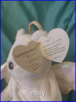 Ty RARE Beanie Baby Halo the Angel Bear Vintage (ERRORS/RARE BROWN NOSE)