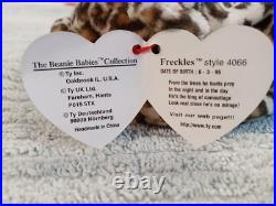 Ty Rare 1st Edition Beanie Baby Freckles the Leopard'96 Pvc Pellets & TAG ERROR