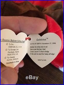 Ty Retired Beanie Baby GOBBLES the Turkey 1997 Rare Collector's Item