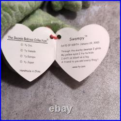 Ty Swampy Alligator Beanie Baby Retired 2000 Plush Very Rare with Tag Errors