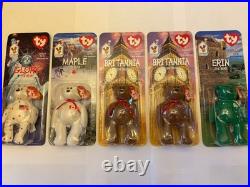 Ty Teeny Beanies international bears with 2 Britannias & rare brown nosed Maple