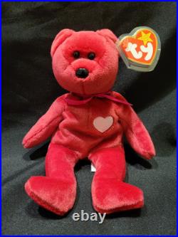 Ty Valentina Red Bear Beanie Baby RARE All Tag Errors Mint Condition 1998-1999