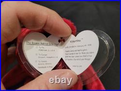 Ty Valentina Red Bear Beanie Baby RARE All Tag Errors Mint Condition 1998-1999