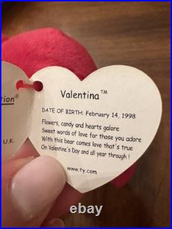 Ty Valentina the Red Bear Beanie Baby VERY RARE ERRORS excellent condition