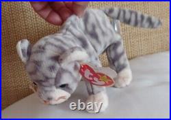 Ty Vintage Beanie Baby Silver The Cat 1999 Pe Pellets Rare Tag Error