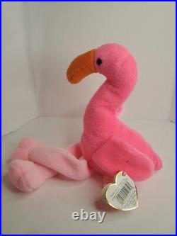 Ty beanie babies Pinky the flamingo 1995 Rare Retired With Tags PINKY