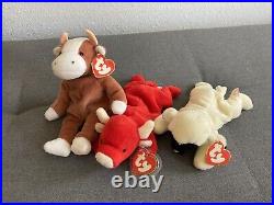 Ty beanie babies-Rare, Retired, First Gen, Chops, Bessie, Tobasco