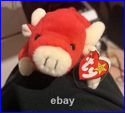 ULTRA RARE 2 TM'S SNORT 4002 TY BEANIE BABY 1995 PVC & TAG ERRORS Mint