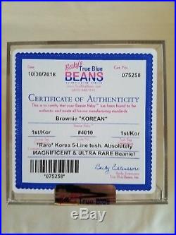ULTRA RARE! Authenticated Ty Beanie Baby Brownie KOREAN 5-Line TT