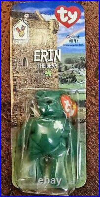 ULTRA RARE ERIN WithERRORS TYBeanie Baby 1998 Retired Bear Misprint 1993