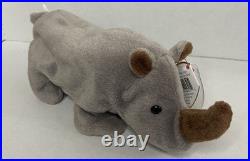 ULTRA RARE Ty Beanie Baby Spike The Rhino style 4060 Many Errors & PVC Pellets