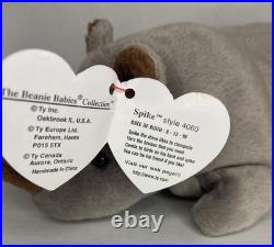ULTRA RARE Ty Beanie Baby Spike The Rhino style 4060 Many Errors & PVC Pellets