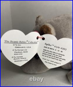 ULTRA RARE Ty Beanie Baby Spike The Rhino style 4060 Many Errors & PVC Pellets