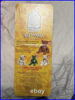 ULTRA Rare BRITANNIA THE BEAR Beanie Baby-NEVER OPENED/Out of Box, with2 Errors