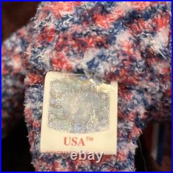 USA Beanie Baby Bear 2000 with Multiple rare tag errors! Hologram Tush Tag, MWMT