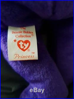 Ultra Rare 1997 TY Princess Diana Beanie Baby Bear PE Pellets. 1st Edition