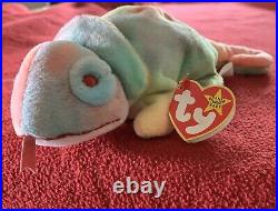 Ultra Rare Rainbow The Chameleon Original 1997 Tie Dye Edition! Ty Beanie Baby