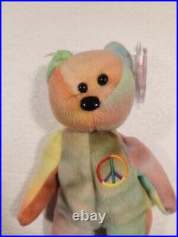 Ultra Rare! Ty Beanie Baby Peace Bear 1996 With Errors PVC Pellets