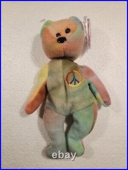 Ultra Rare! Ty Beanie Baby Peace Bear 1996 With Errors PVC Pellets