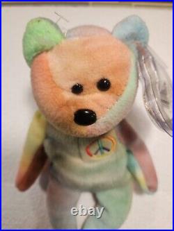 Ultra Rare! Ty Beanie Baby Peace Bear 1996 With Errors PVC Pellets