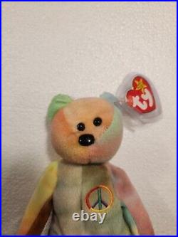 Ultra Rare! Ty Beanie Baby Peace Bear 1996 With Errors PVC Pellets