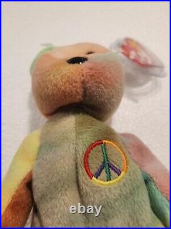 Ultra Rare! Ty Beanie Baby Peace Bear 1996 With Errors PVC Pellets