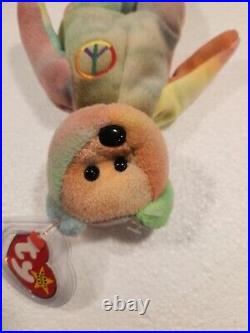 Ultra Rare! Ty Beanie Baby Peace Bear 1996 With Errors PVC Pellets