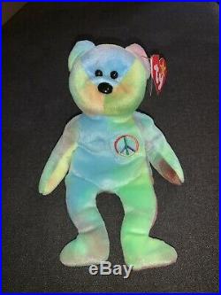 Ultra Rare Ty Beanie Baby Peace Bear Original Collectible 1996