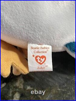 VERY RARE 1997 Jake The Mallard Duck Ty Beanie Babies ORIGINAL with TAG ERRORS