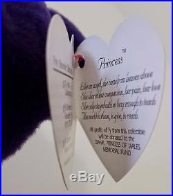 VERY RARE 1st EDITION PVC PRINCESS (Diana) Bear Ty Beanie Baby 1997 & MINT