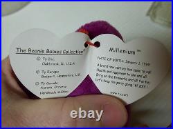 VERY RARE 4 ERRORS TY Beanie Babies MILLENNIUM Millenium Mint W Case VERY RARE 4 ERRORS TY Beanie Babies MILLENNIUM Millenium Mint W Case