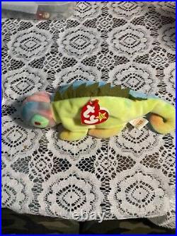 VERY RARE Beanie Baby IggyTONGUE BLUE ON TAIL COLOR UNIQUE