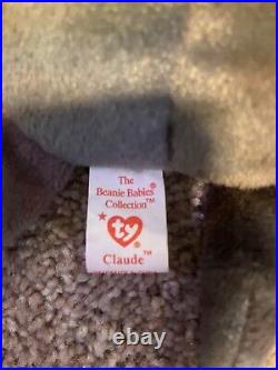 VERY RARE RETIRED TY Beanie Baby CLAUDE The Crab 1996 MINT condition withERRORS