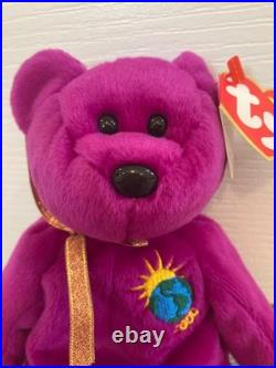 VERY RARE Ty Beanie Babies Millennium Bear Plush Toy Purple