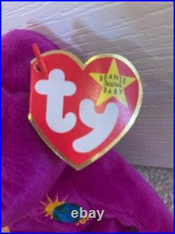 VERY RARE Ty Beanie Babies Millennium Bear Plush Toy Purple