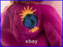 VERY RARE Ty Beanie Babies Millennium Bear Plush Toy Purple