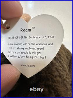VERY RARE Ty Beanie Baby ROAM the Buffalo1998 RETIRED With MULTIPLE ERRORS BELOW