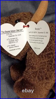 VERY RARE Ty Beanie Baby ROAM the Buffalo1998 RETIRED With MULTIPLE ERRORS BELOW