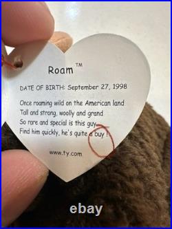 VERY RARE Ty Beanie Baby ROAM the Buffalo1998 RETIRED With MULTIPLE ERRORS BELOW