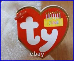 VINTAGE Beanie TY 2002 June Birthday Bear Beanie Baby MWMT RARE