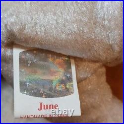 VINTAGE Beanie TY 2002 June Birthday Bear Beanie Baby MWMT RARE