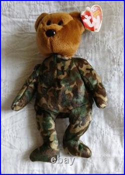 VINTAGE TyBeanie Babies HERO The Bear (USA FLAG) RARE Flag Wrong Way NMWT