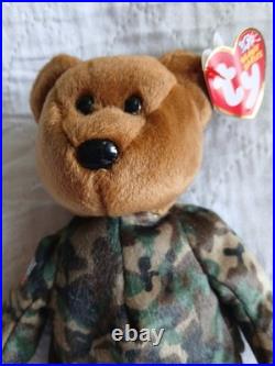 VINTAGE TyBeanie Babies HERO The Bear (USA FLAG) RARE Flag Wrong Way NMWT