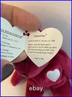 Valentina 1998/1999 Beanie Baby- RARE Tag Errors-Misspellings