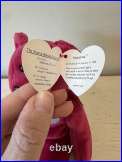 Valentina RARE Ty Beanie Baby with Tag ERRORS 1998 Valentina RARE Ty Beanie Baby with Tag ERRORS 1998