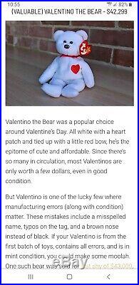 Valentino Beanie Baby with mismatched tags 1993-1994. IMMACULATE, RARE, READ