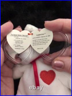 Valentino Bear Rare Ty Beanie Baby 1993/1994 Brown Nose Tag Errors