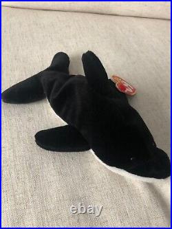 Very Rare 1993 KOREAN Splash Orca Whale 4th Gen PVC MINT WMT Korea Beanie Baby